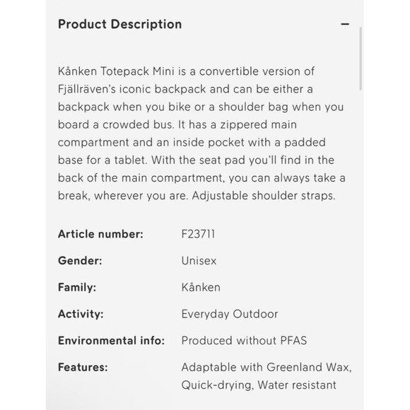 Fjallraven Kanken Totepack Mini NWT Style # 23711 Frost Green - Picture 4 of 7